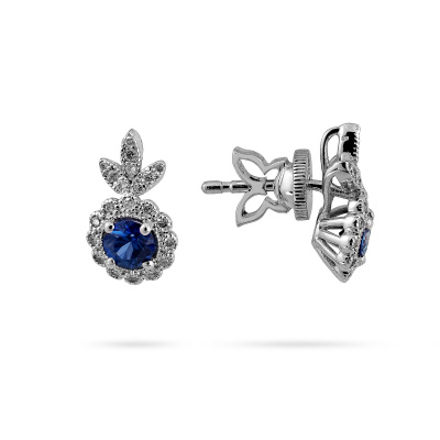 Золотые серьги Diamond Love с бриллиантами и сапфирами XAE24W-SAPD