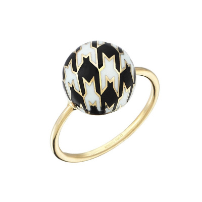 Золотое кольцо с эмалью Pied De Poule PPR000011-00