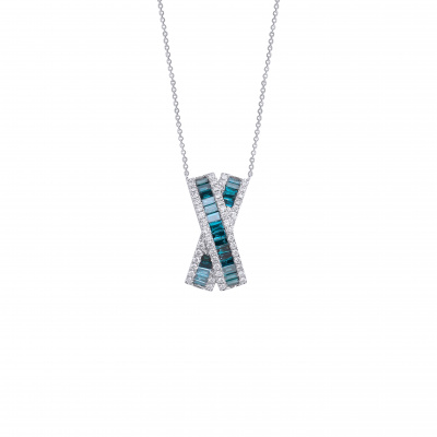 Золотое колье с голубыми бриллиантами Naviblue N17100W