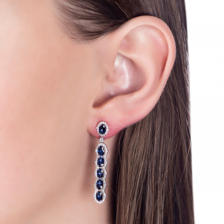 Золотые серьги с бриллиантами и сапфирами Diamond Love AKP0440