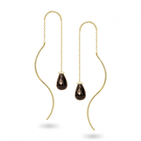 Золотые серьги с дымчатым кварцем Golden Line KP000001-00-1