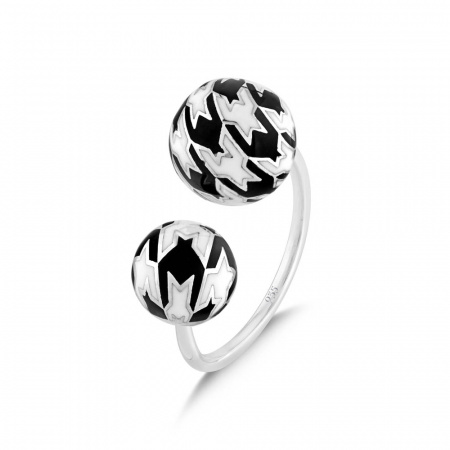 Серебряное кольцо с эмалью Pied De Poule 925 PPXR0016-CZ