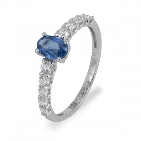 Золотое кольцо с бриллиантами и сапфиром Diamond Love 11050RW-SAP