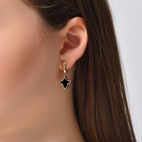 Золотые серьги с ониксом Marrakech MRE003-O