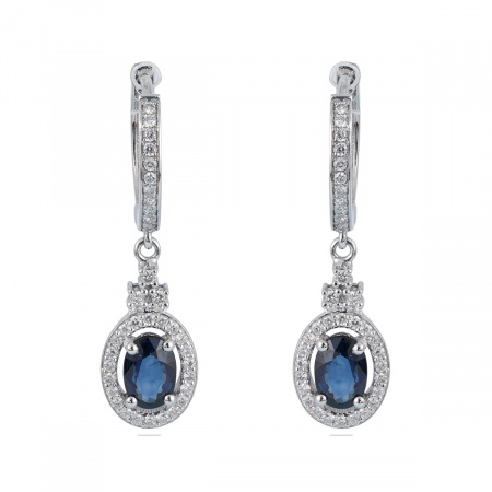 Золотые серьги с бриллиантами и сапфирами Diamond Love OZSEO-W-SAP
