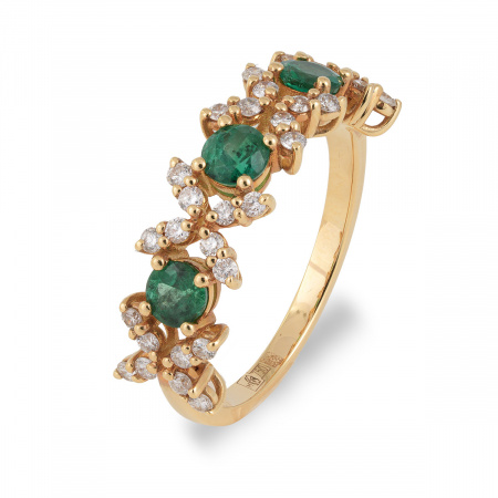 Золотое кольцо с бриллиантами и изумрудами Diamond Love OZR010-EM