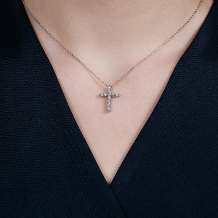 Золотое колье с бриллиантами в форме креста Diamond Love ASHK05-W