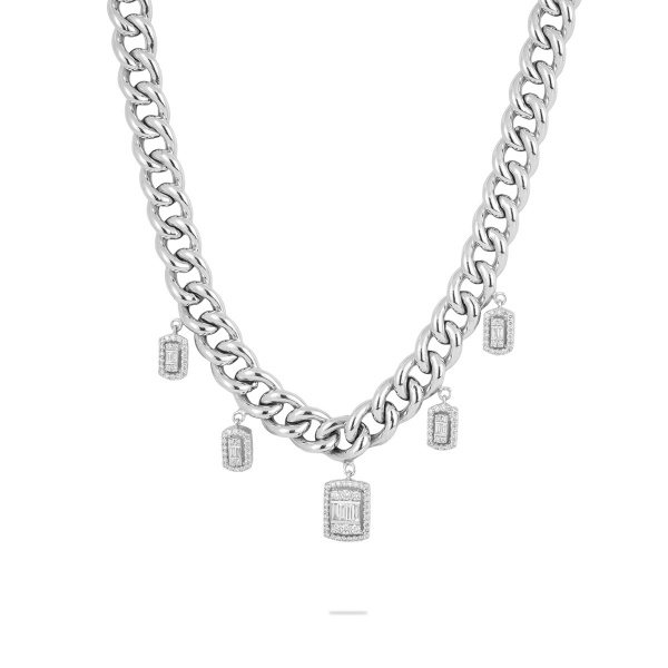 Золотое колье с бриллиантами Baguette TP-5153N-W