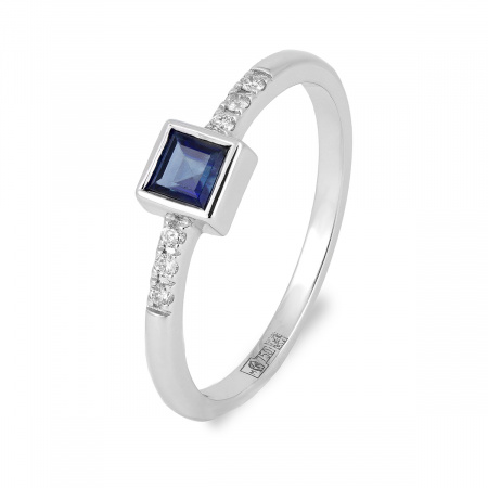 Золотое кольцо с бриллиантами и сапфиром Diamond Love OZR012-W-SAP