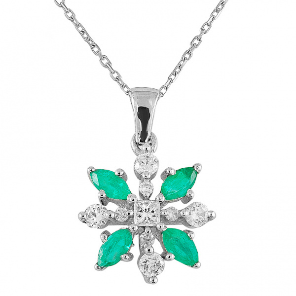 Золотое колье с бриллиантами и изумрудами Diamond Love PD1210