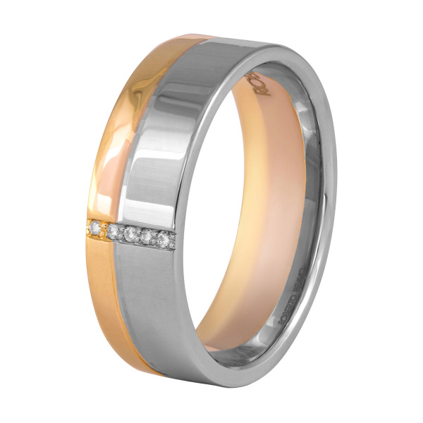 Золотое обручальное женское кольцо с бриллиантами и сапфиром Amore Infinito 442-050-331