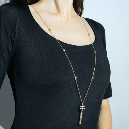 Золотое колье Pied De Poule с эмалью PPN000001-00