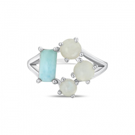 Кольцо серебряное с перламутром и лазуритом R5079G