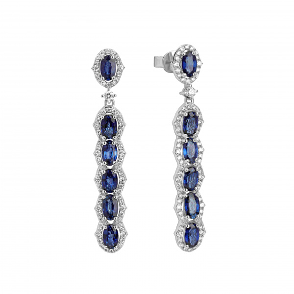 Золотые серьги с бриллиантами и сапфирами Diamond Love AKP0440