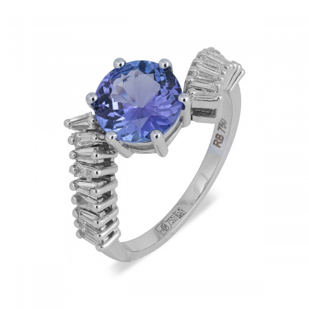 Золотое кольцо с бриллиантами и танзанитом Diamond Love OZR020-W-TAN