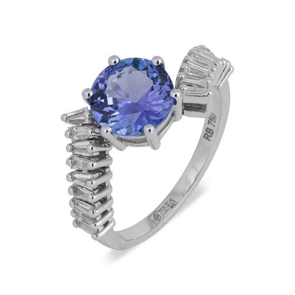 Золотое кольцо с бриллиантами и танзанитом Diamond Love OZR020-W-TAN
