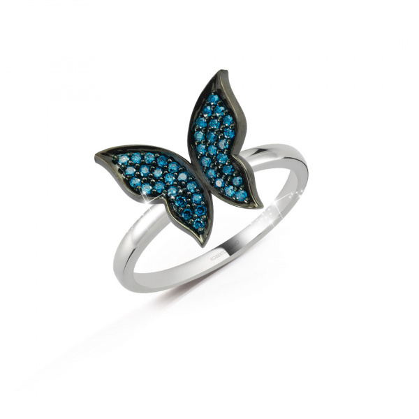 Золотое кольцо с голубыми бриллиантами Naviblue AR241L-BD-W