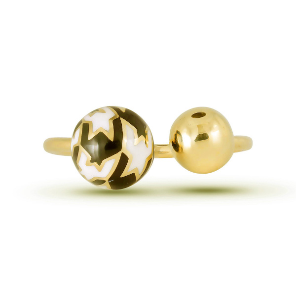 Золотое кольцо с эмалью Pied De Poule PPR000009-00