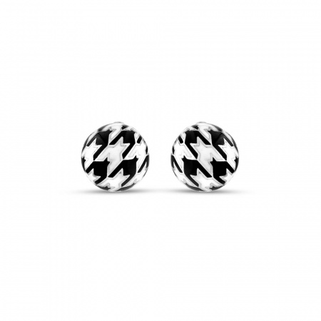 Серебряные серьги с эмалью Pied De Poule 925 PPXE0023-CZ