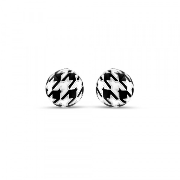 Серебряные серьги с эмалью Pied De Poule 925 PPXE0023-CZ