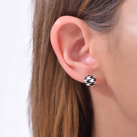 Серебряные серьги с эмалью Pied De Poule 925 PPXE0023-CZ