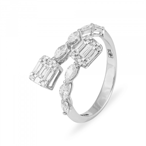 Золотое кольцо с бриллиантами Baguette PRA-0361R-W