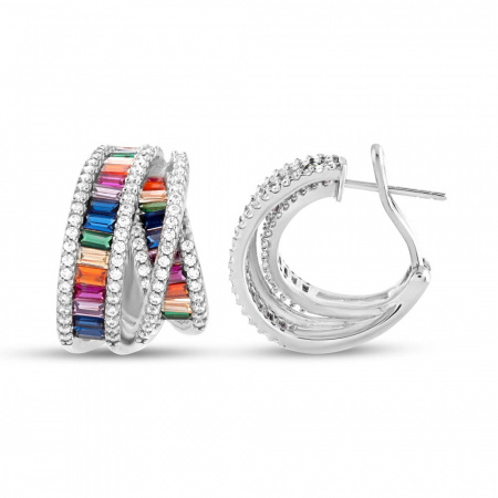 Серебряные серьги с фианитами Rainbow 925 DM3176-7CE