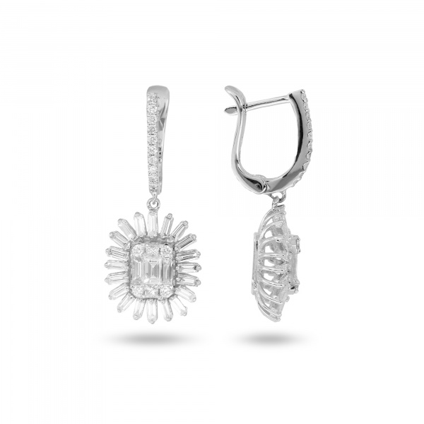 Золотые серьги с бриллиантами Baguette ER1090