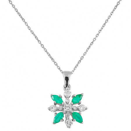 Золотое колье с бриллиантами и изумрудами Diamond Love PD1210