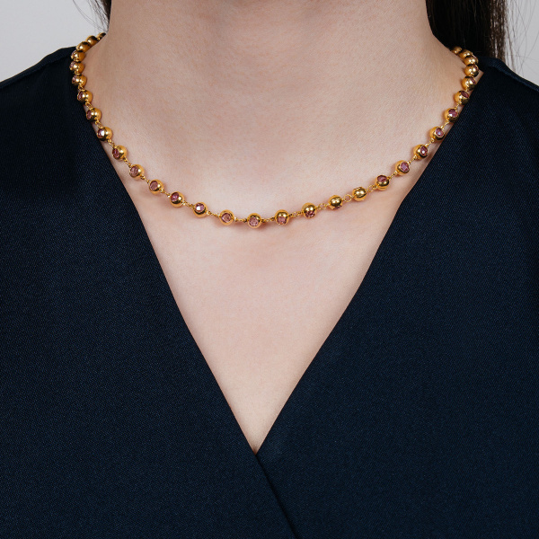 Золотое колье с фианитами Golden Line RL18P