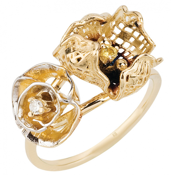 Кольцо золотое с бриллиантом и сапфиром Gallica GLHR0012-00