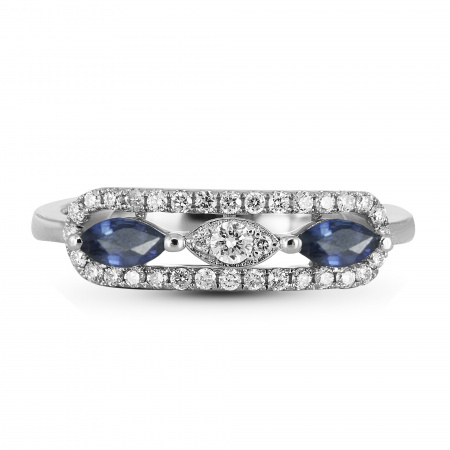Золотое кольцо Diamond Love с бриллиантами и сапфирами AYZ01496