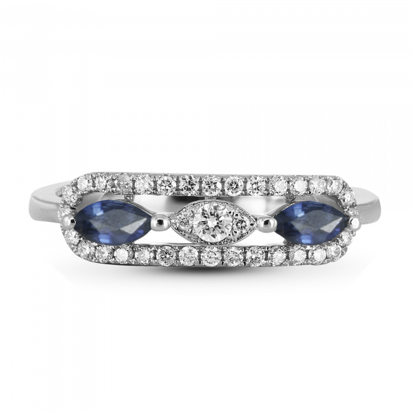 Золотое кольцо Diamond Love с бриллиантами и сапфирами AYZ01496