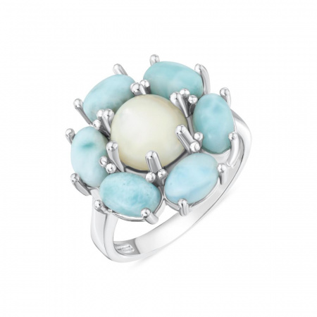 Серебряное кольцо с перламутром и лазуритом T5084G