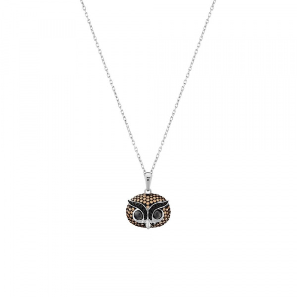 Серебряное колье (сова) с фианитами SYP18Y034H