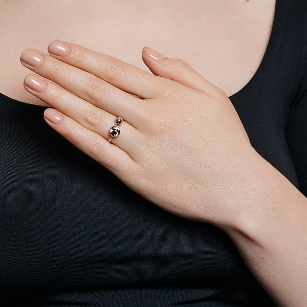 Золотое кольцо с эмалью Pied De Poule PPR000009-00