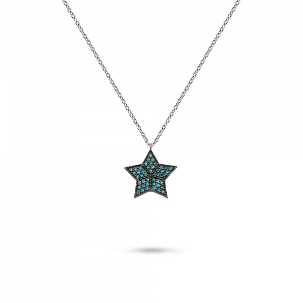 Золотое колье с голубыми бриллиантами Naviblue AN466-BD-W