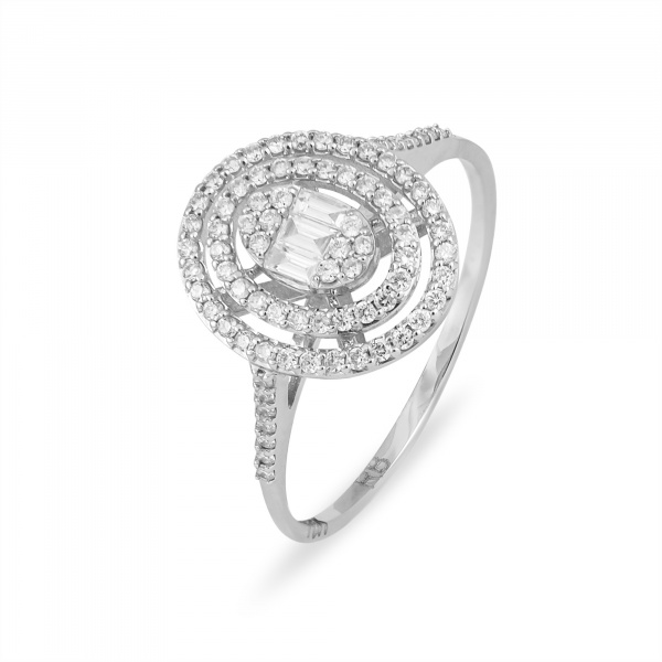 Золотое кольцо Baguette с бриллиантами RG1178