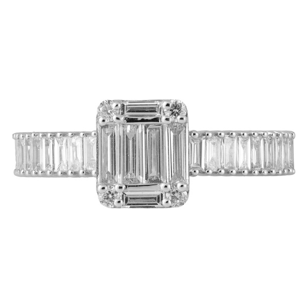 Золотое кольцо с бриллиантами Baguette R10462AW