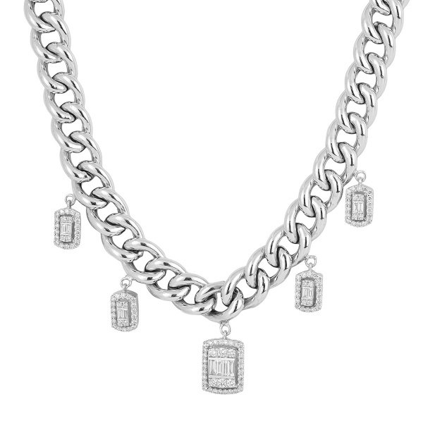 Золотое колье с бриллиантами Baguette TP-5153N-W