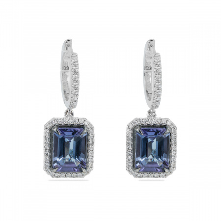 Золотые серьги с бриллиантами и танзанитами Diamond Love AKP0890-W