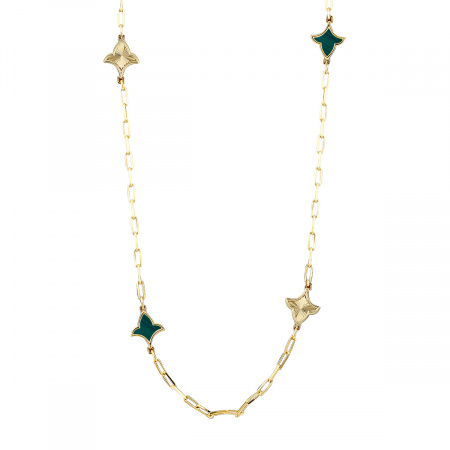 Золотое колье с малахитом и эмалью Marrakech MRN035-M