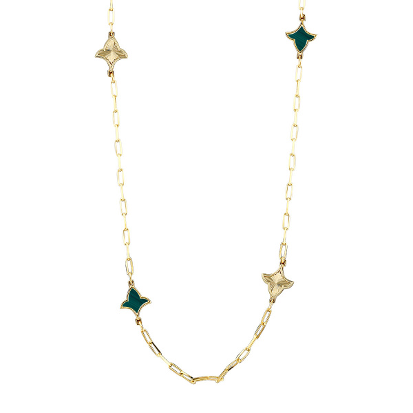 Золотое колье с малахитом и эмалью Marrakech MRN035-M