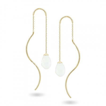 Золотые серьги с белым агатом Golden Line KP000001-04-1