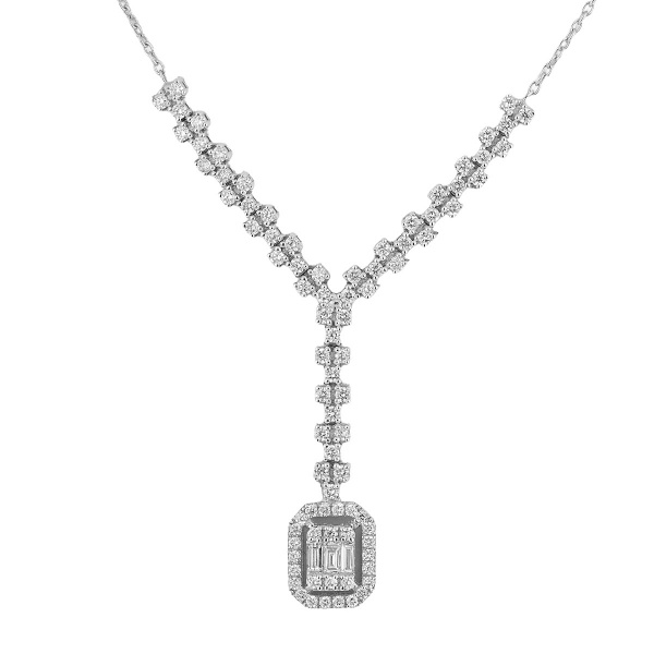 Золотое колье с бриллиантами Baguette KLIF04