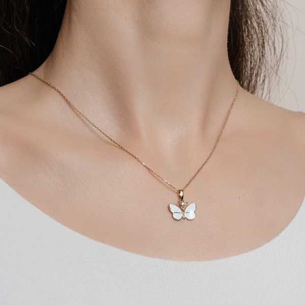 Золотое колье с бриллиантом White Dreams WDN000019-00