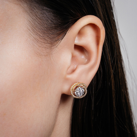 Золотые серьги с бриллиантами Diamond Love OBKP-Y