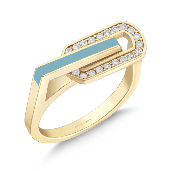 Золотое кольцо с бриллиантами и эмалью Attach TMR02-Y-B