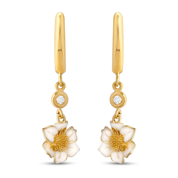 Золотые серьги с бриллиантами и эмалью White Dreams WDE000009-00