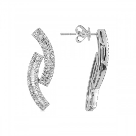 Золотые серьги с бриллиантами Baguette E20082W